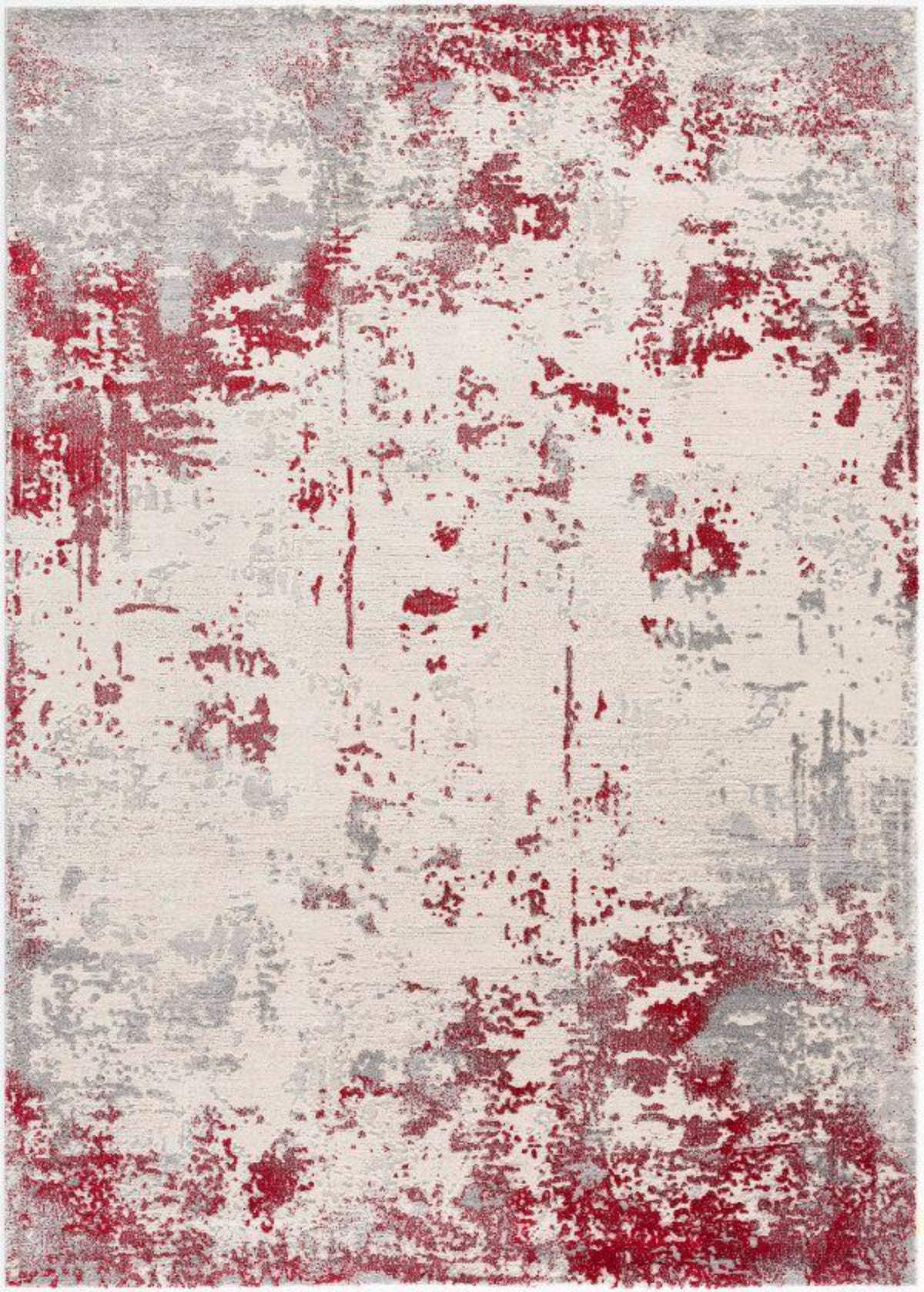 Alfombra de interior Solenne contemporánea abstracta roja y gris