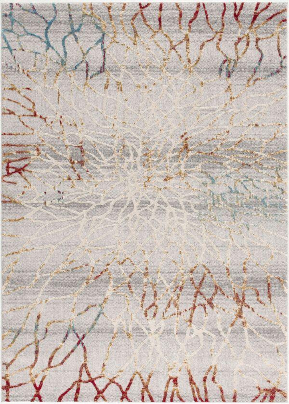 Lunara Abstract Contemporary Grey and Red Indoor Rug