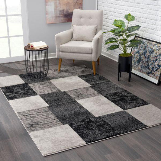 Montage Geometric Checkered Grey Rug