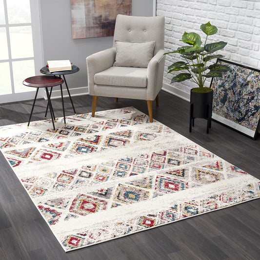 Nova Boho Contemporary Cream Rug