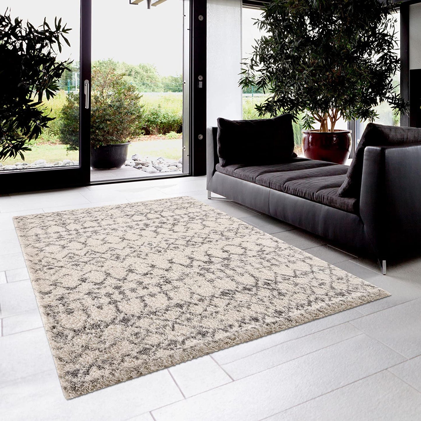 Retro Boho Shag Beige Rug