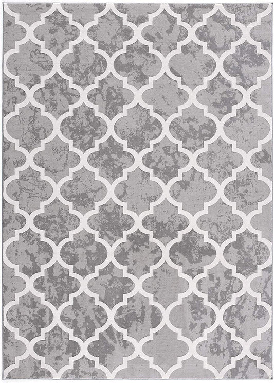 Silvia Collection Modern Oriental Area Rug and Runner - Grey