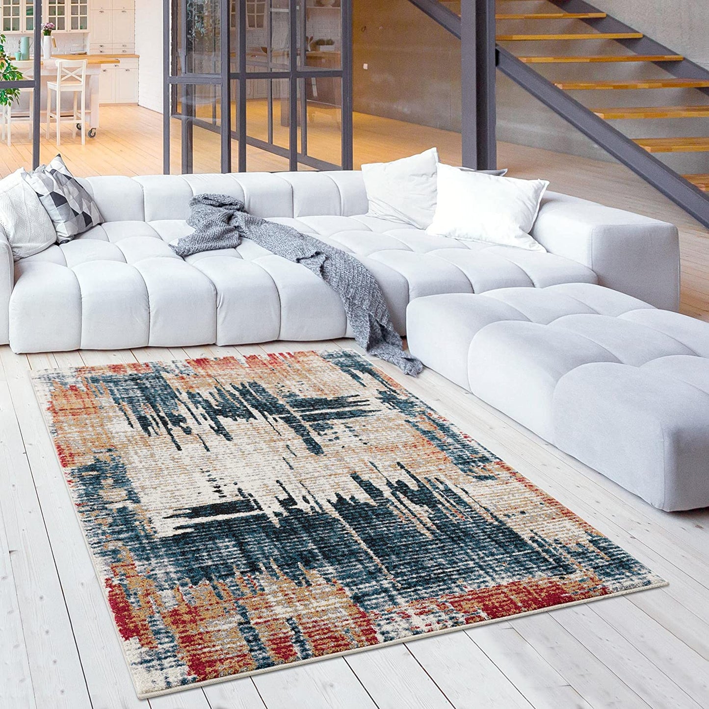 Nova Abstract Contemporary Blue Rug