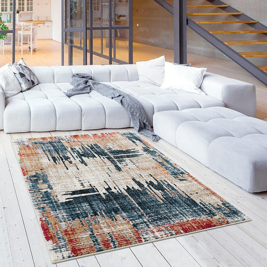 Nova Abstract Contemporary Blue Rug