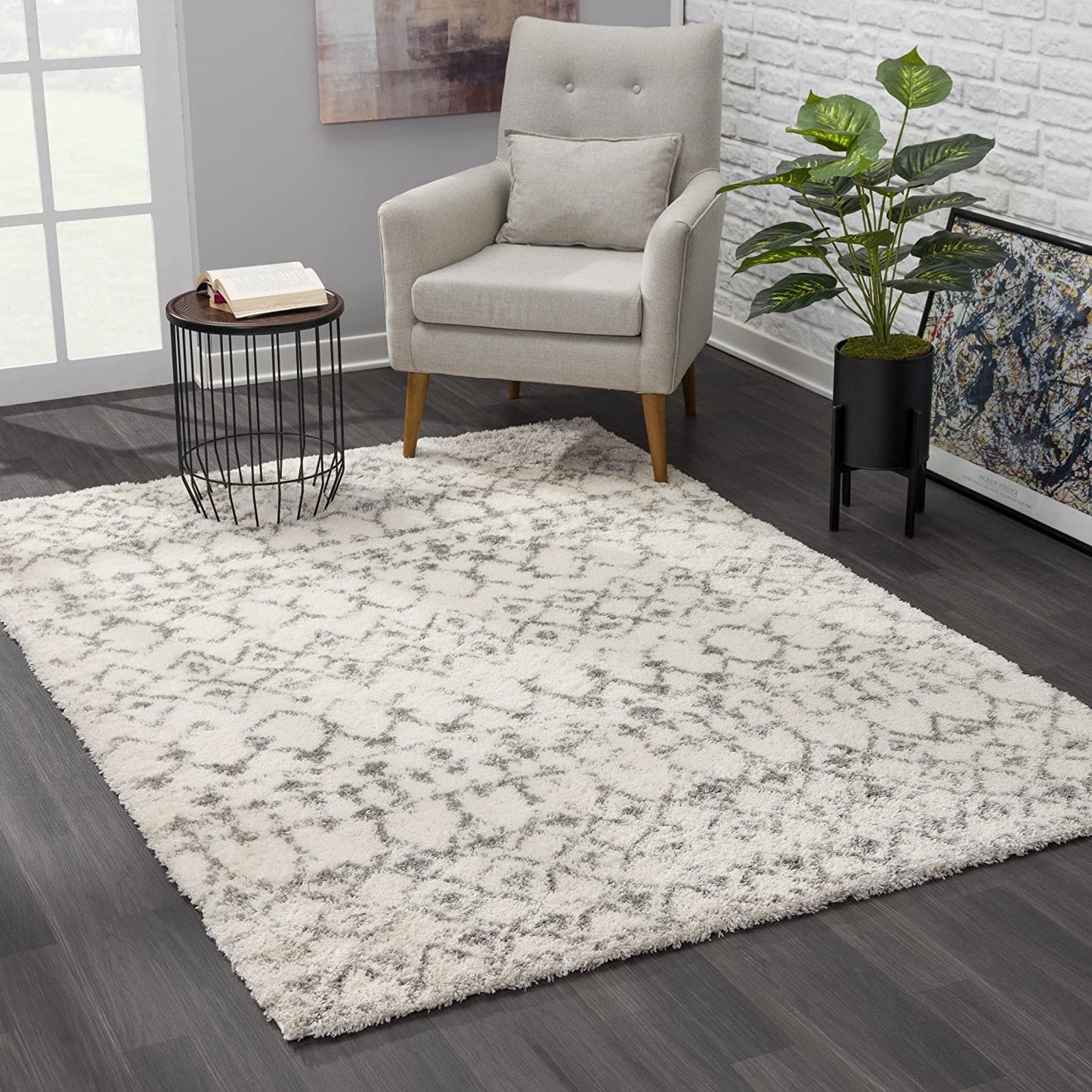 Retro Boho Shag Beige Rug