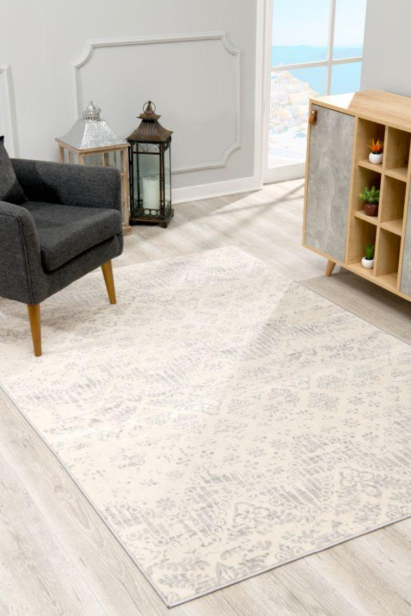 Havana Collection Traditional Abstract Distressed Area Rug and Runner - Ivory
