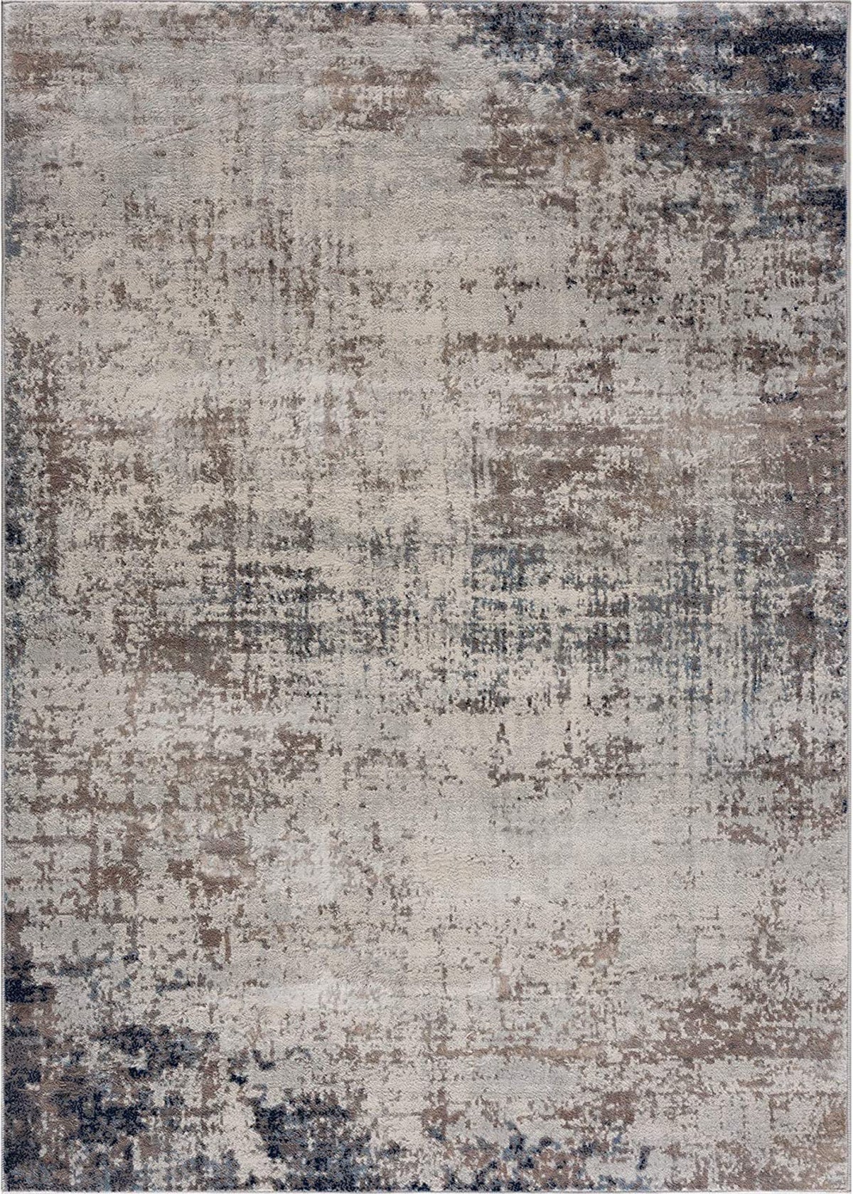 Tapis bleu contemporain abstrait Havana