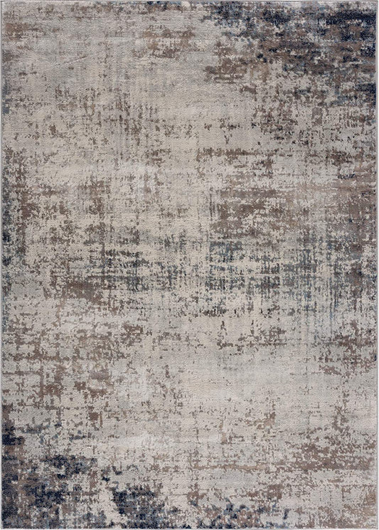 Tapis bleu contemporain abstrait Havana