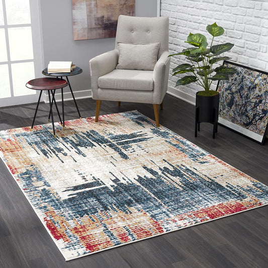 Nova Abstract Contemporary Blue Rug