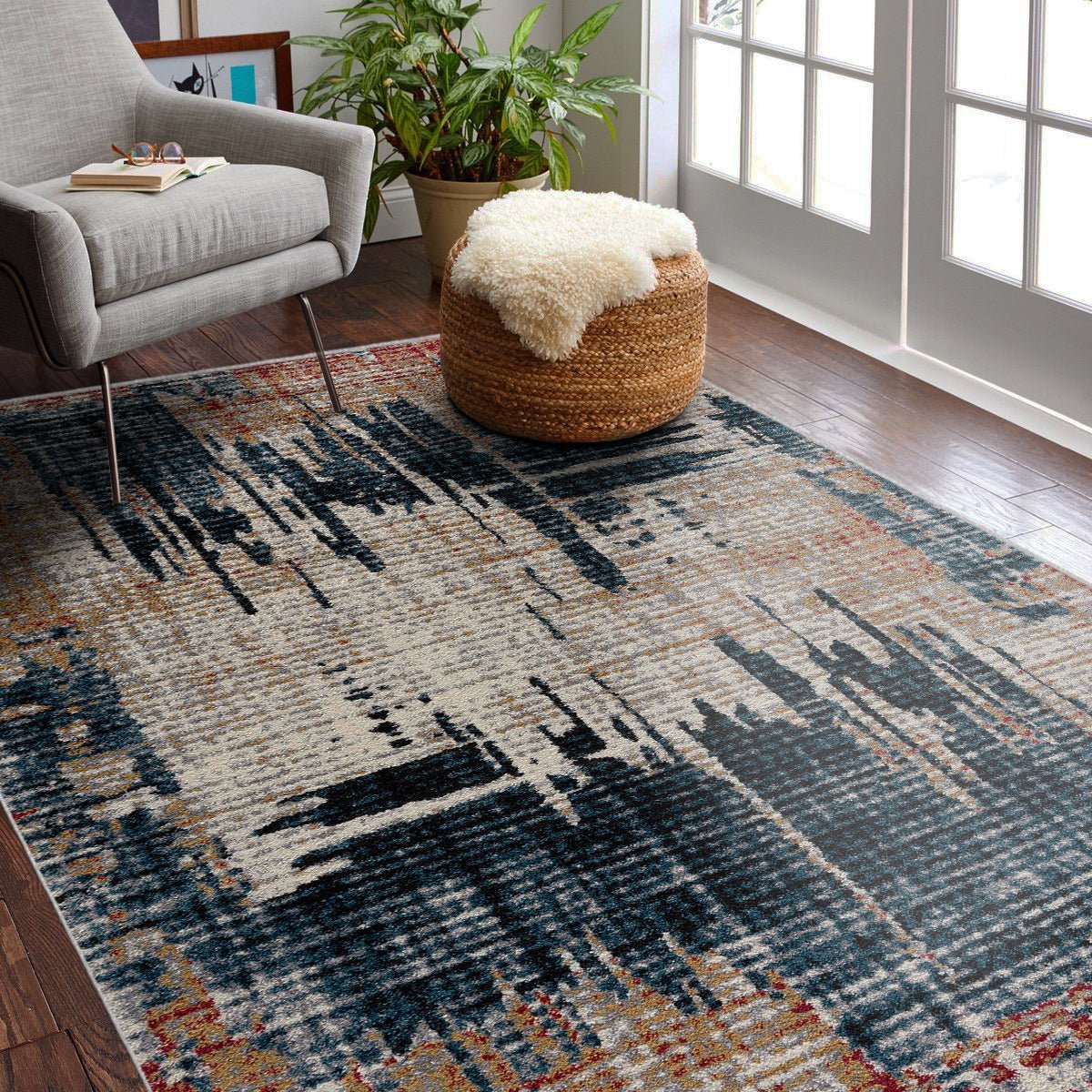 Nova Abstract Contemporary Blue Rug