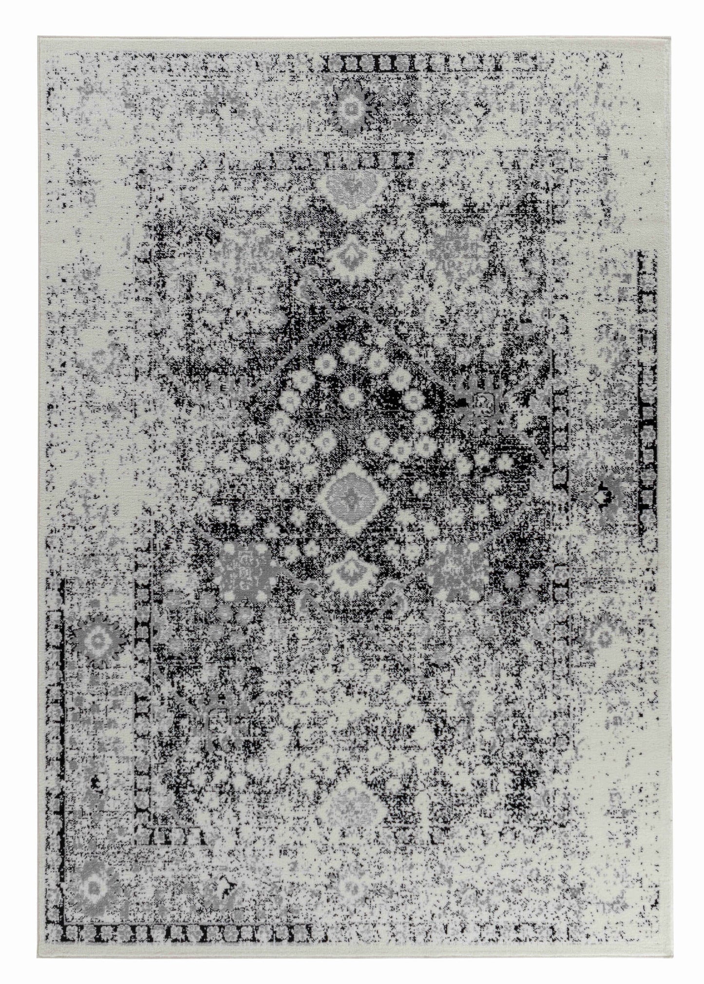 Alfombra negra desgastada oriental Sakarya