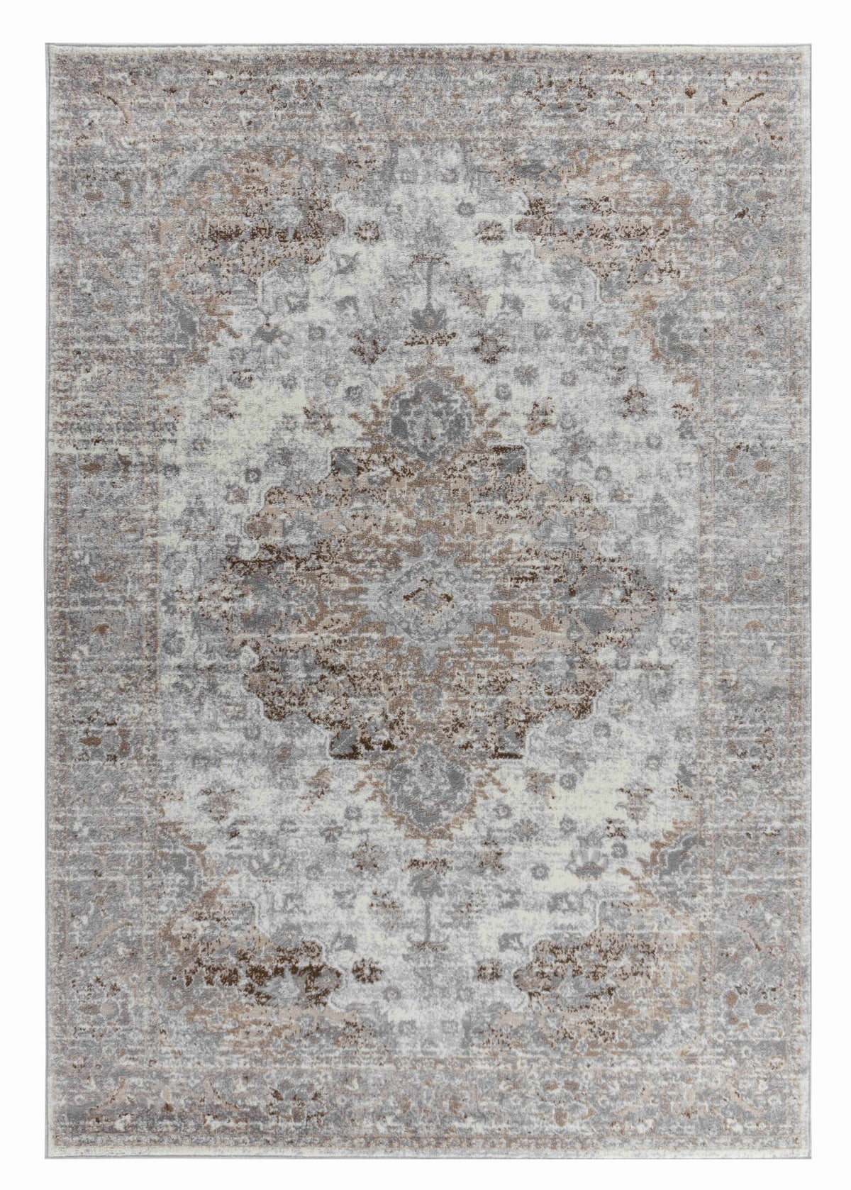 Alfombra Tradicional de Interior Amina Oriental Marrón y Gris