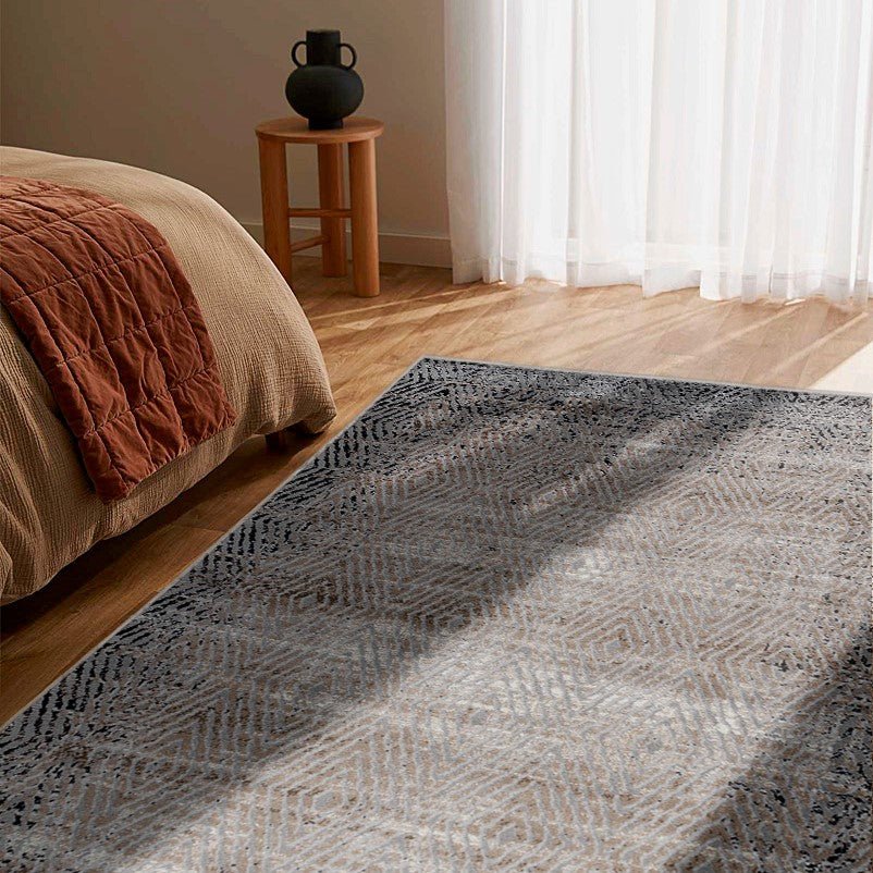 Sakarya Geometric Abstract Brown Rug