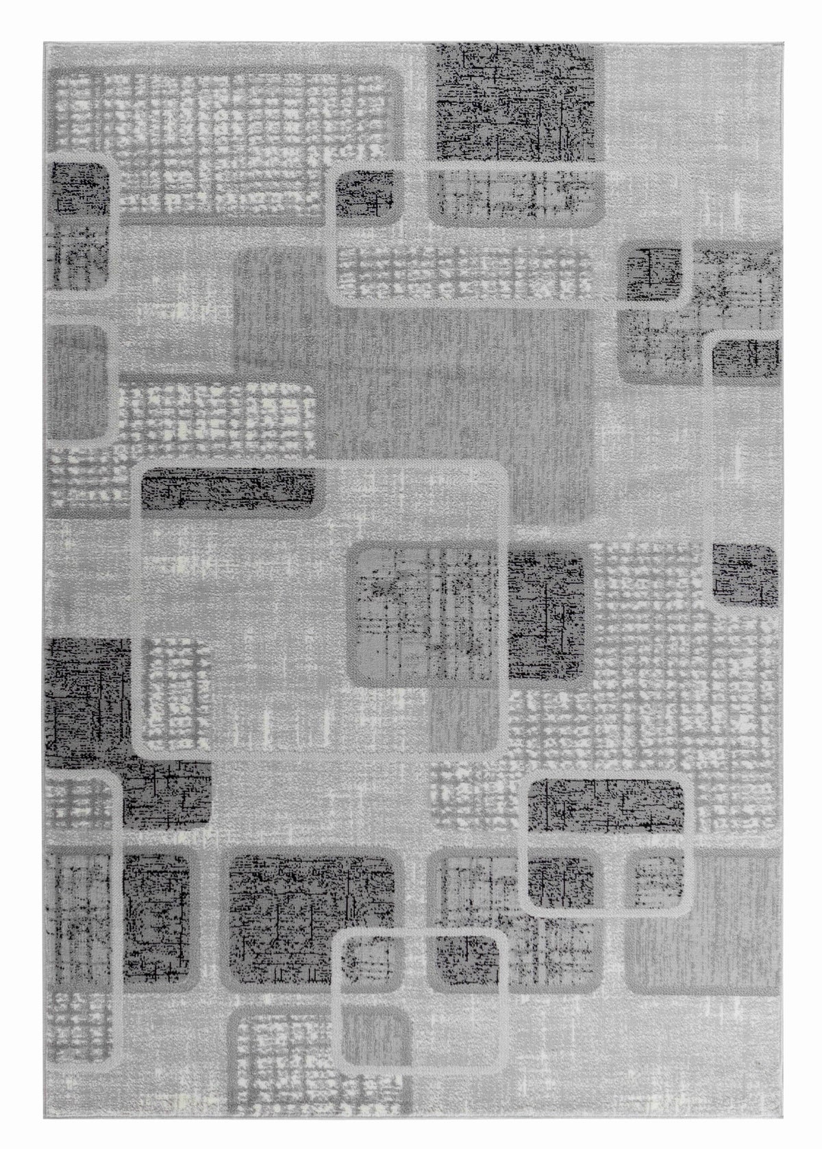 Alfombra de interior Nico geométrica contemporánea gris y negra
