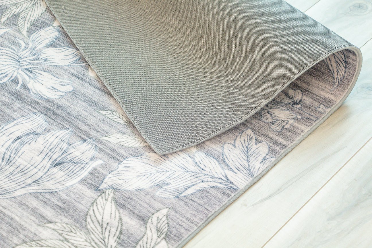 Alfombra beige moderna con diseño floral Blossom