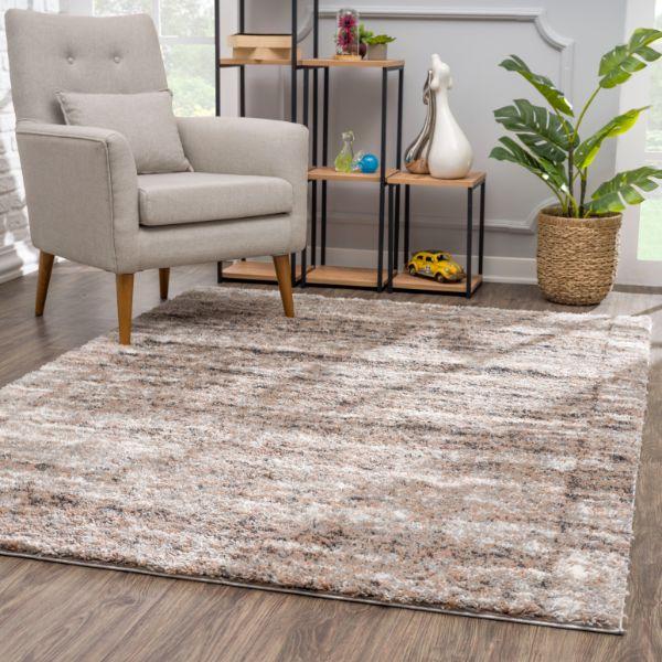 Retro Collection Modern Abstract Area Rug And Doormat, Ivory