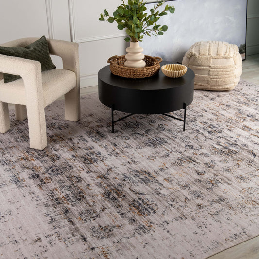 Tapis gris transitionnel vintage Emir