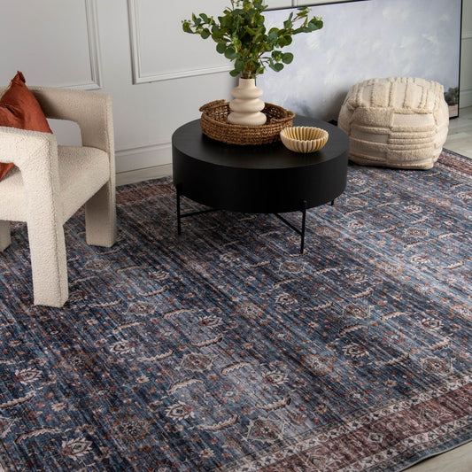 Tapis bleu transitionnel persan Emir