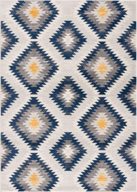 Alfombra azul contemporánea Savannah Boho
