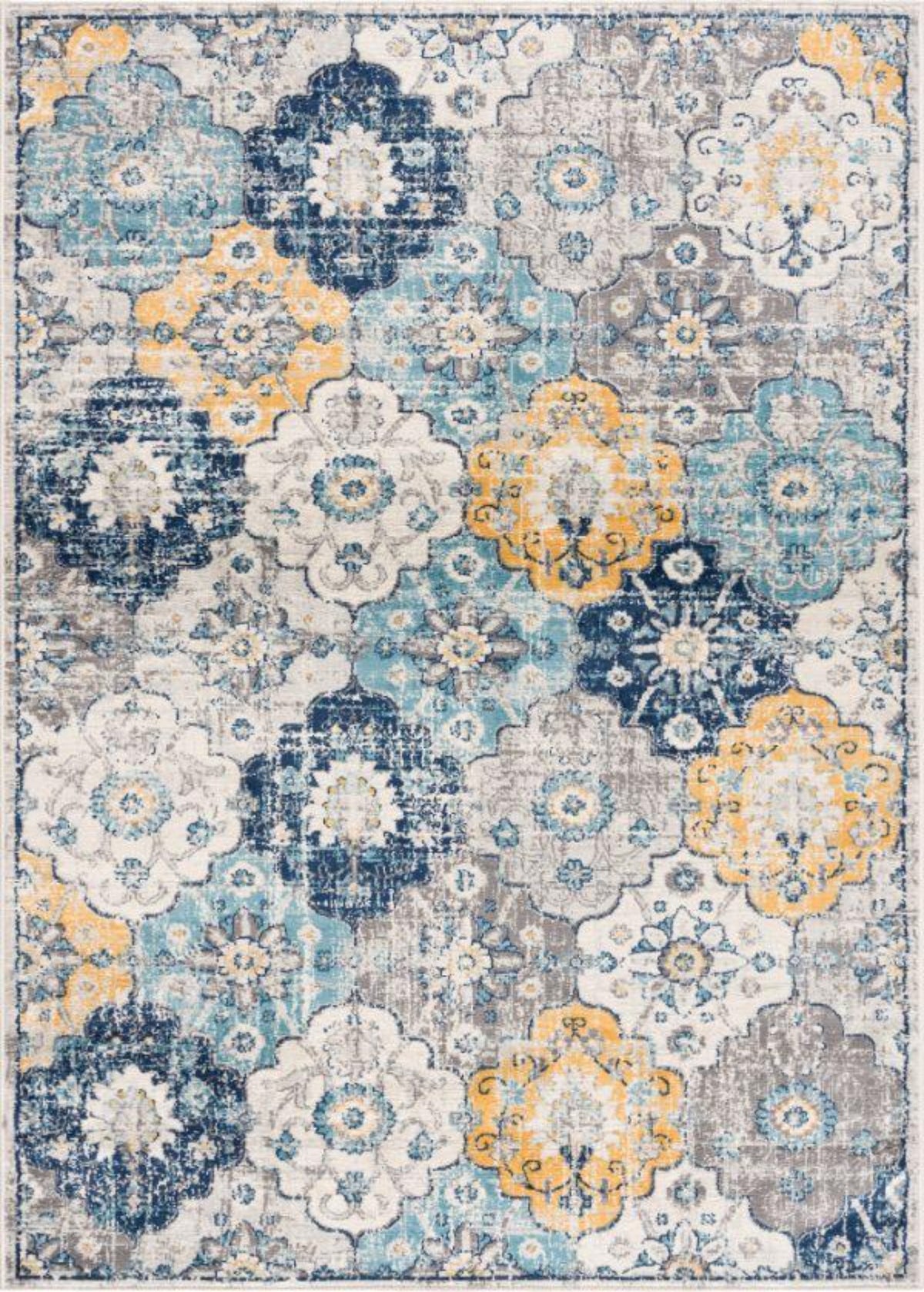 Tapis bleu contemporain moderne du milieu du siècle Savannah