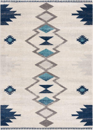 Alfombra azul contemporánea Savannah Boho