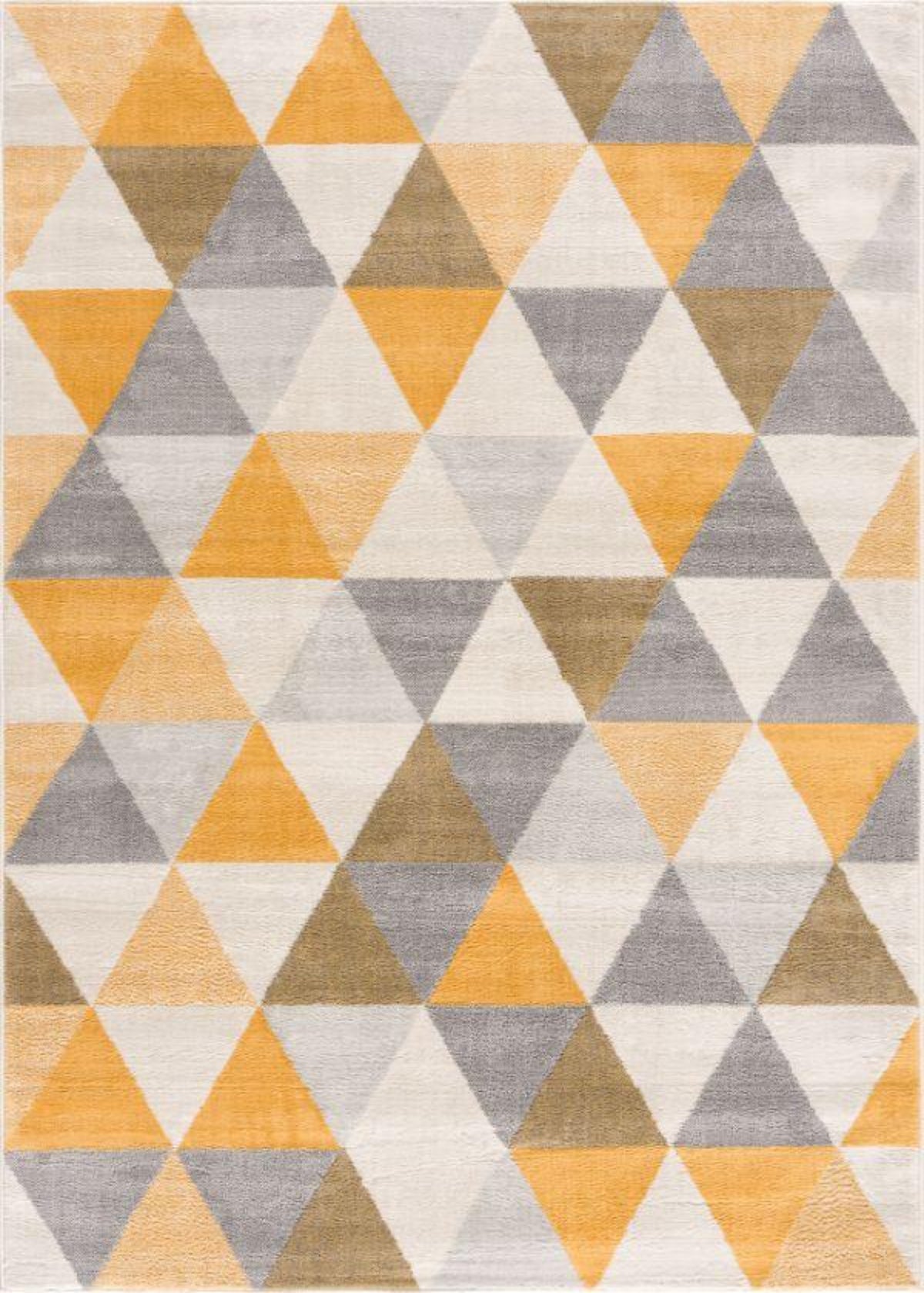 Tapis jaune géométrique moderne du milieu du siècle Savannah