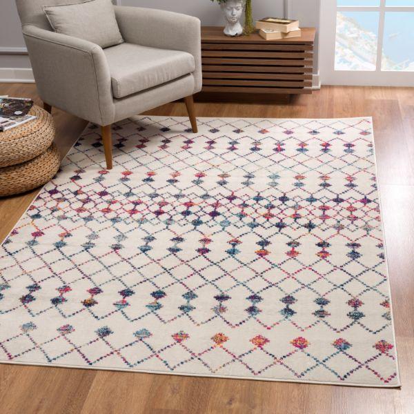 Savannah Collection Modern Geometric Area Rug and Runner, Cream