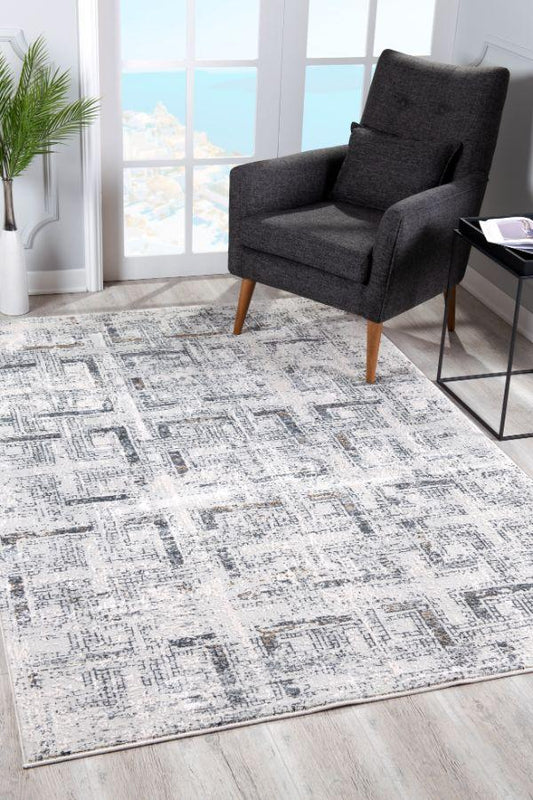 Mirage Collection Modern Abstract Area Rug, Cream Grey