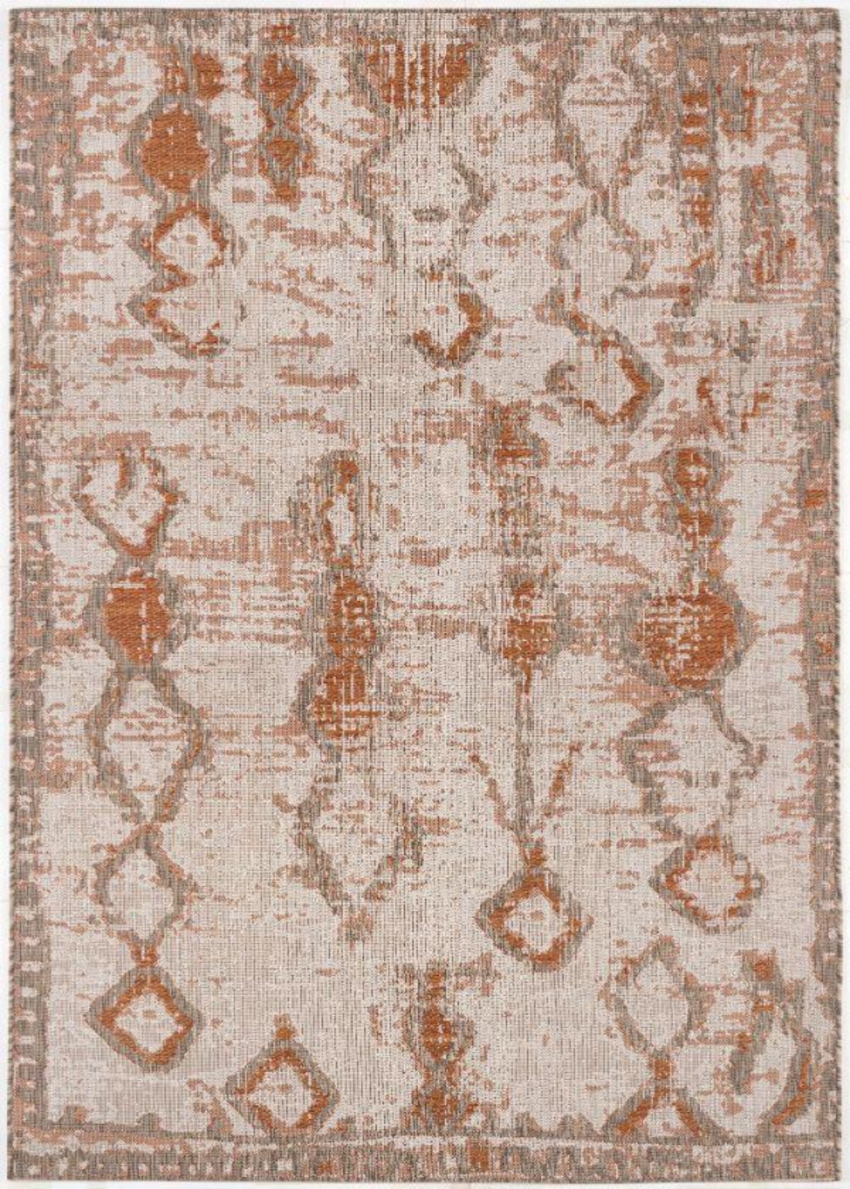Solana Boho Contemporary Rust and Beige Indoor Rug