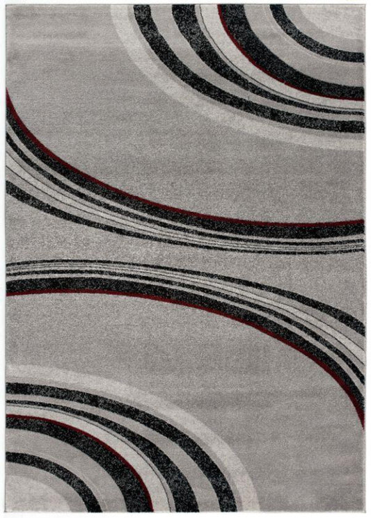 Alfombra gris con líneas abstractas de montaje