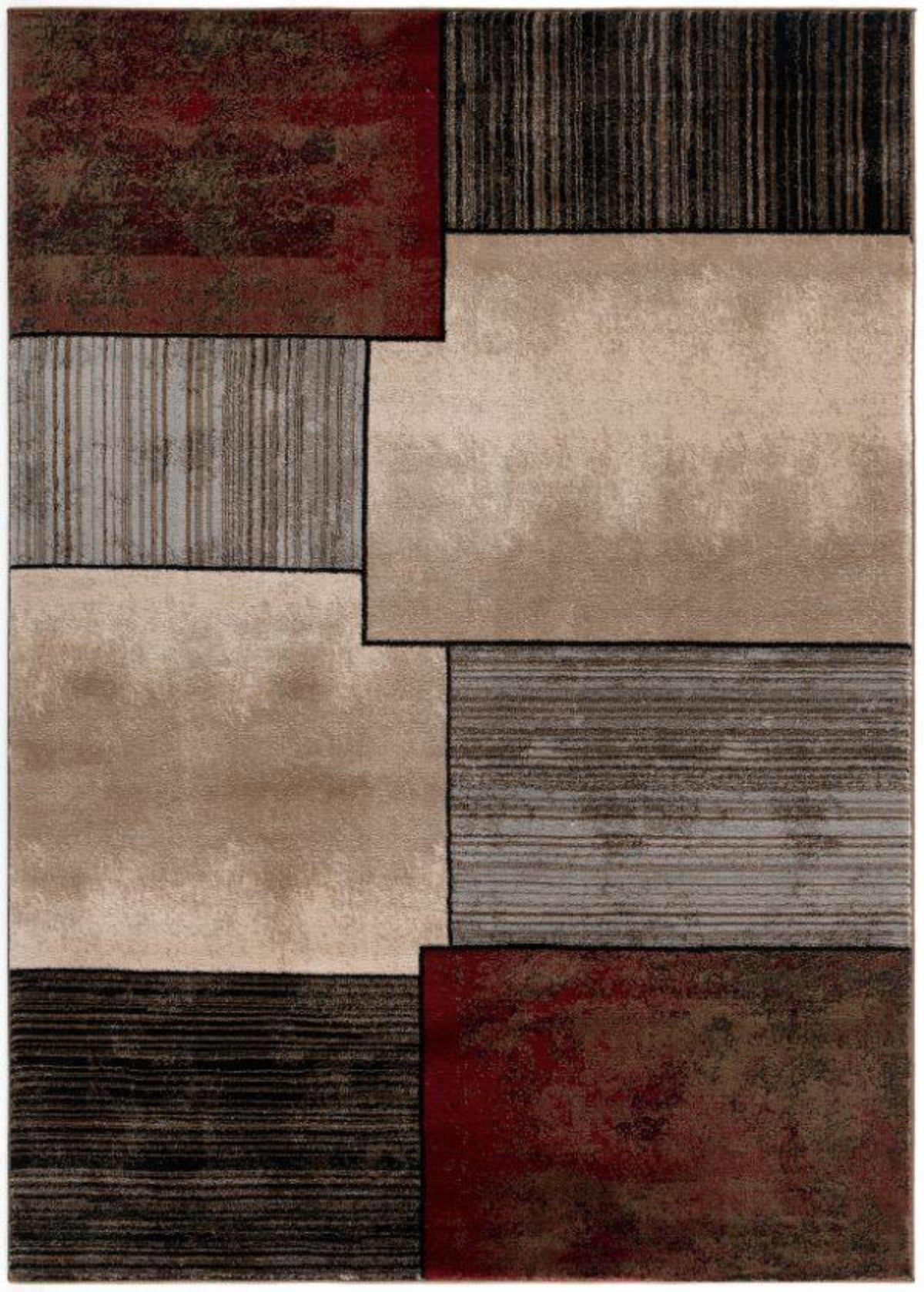Ember Abstract Contemporary Brown and Red Indoor Rug