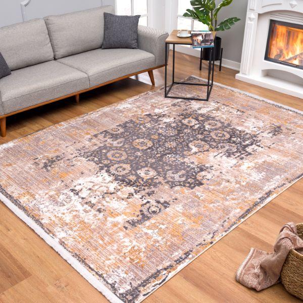Amalfi Collection Modern Oriental Area Rug And Runner, Grey