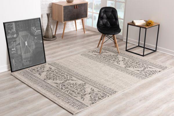 Vista Collection Modern Damask Area Rug, Ivory