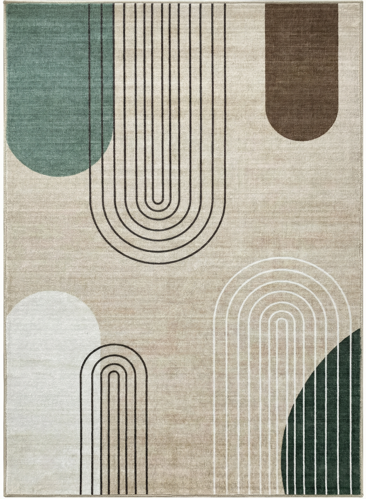 Arlo Abstract Mid-Century Modern Beige and Green Indoor Rug