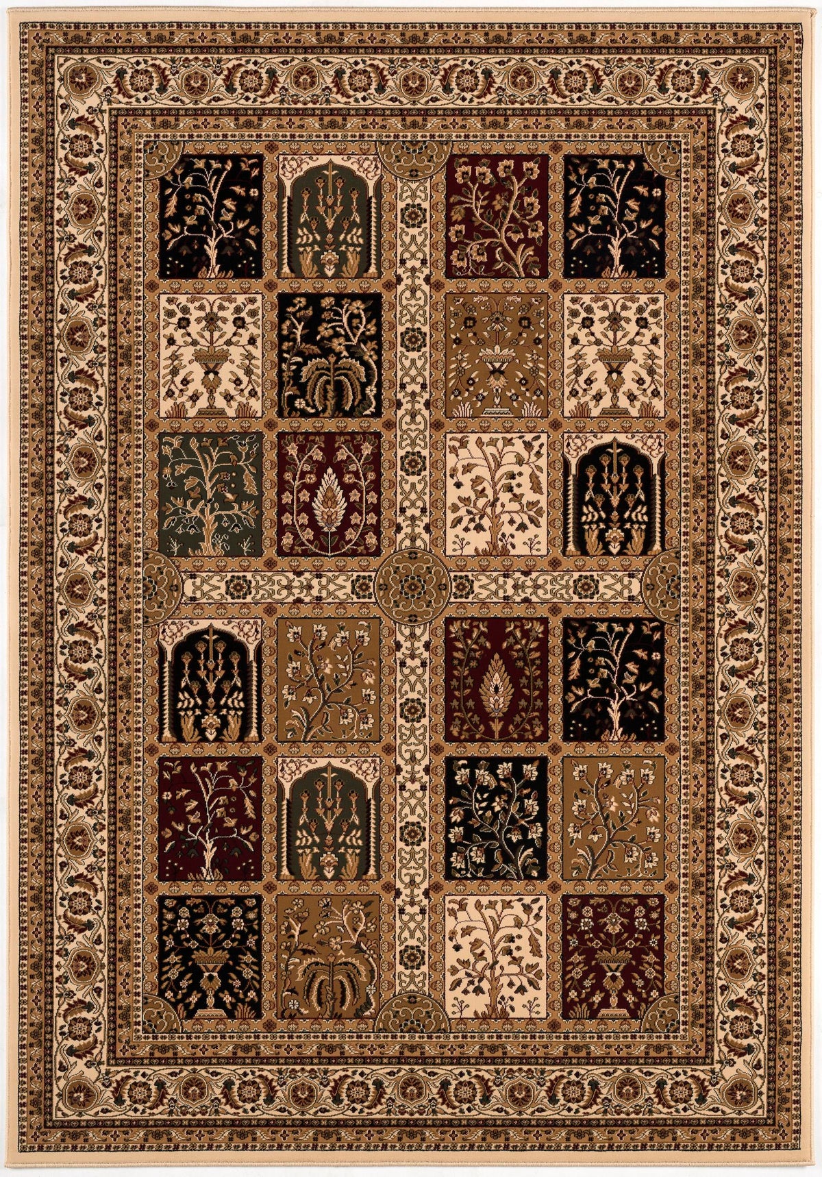 Jinan Persian Garden Traditional Beige and Red Indoor Rug
