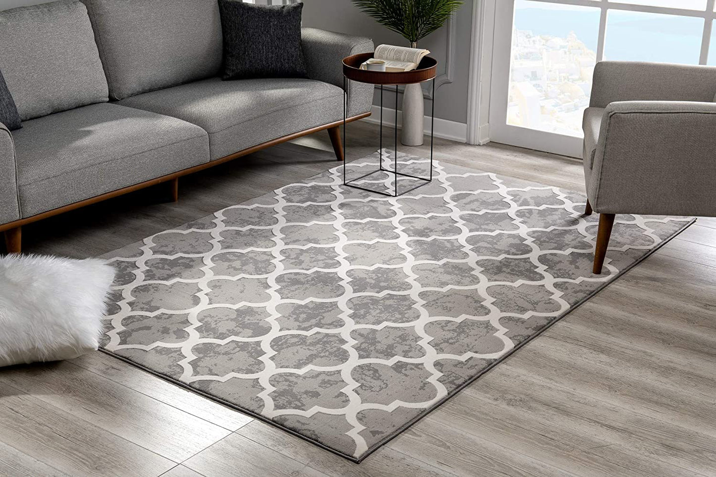Tapis gris transitionnel marocain Silvia