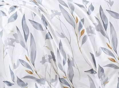 100% Cotton Grey and Blue Duvet Cover Set