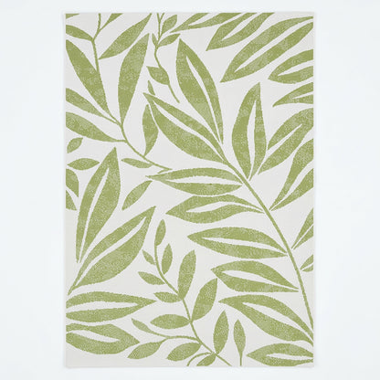 Botanical Modern Weiss and Green Outdoor Rug