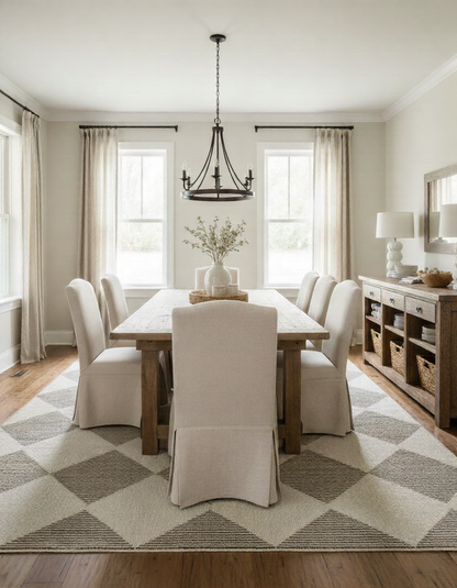Sepia Checkered Contemporary Beige and Brown Indoor Rug