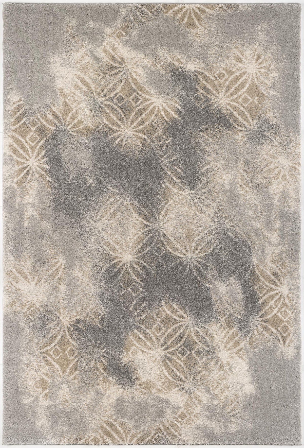 Tapis Layla vieilli à treillis traditionnel gris et marron