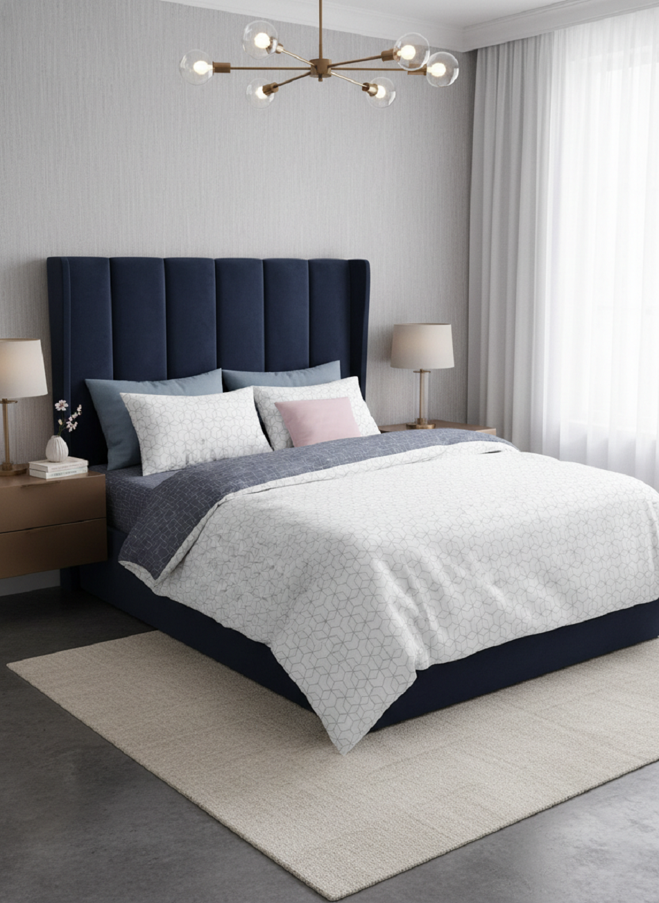 100% Jacquard Microfiber White Duvet Cover Set