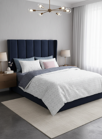100% Jacquard Microfiber White Duvet Cover Set
