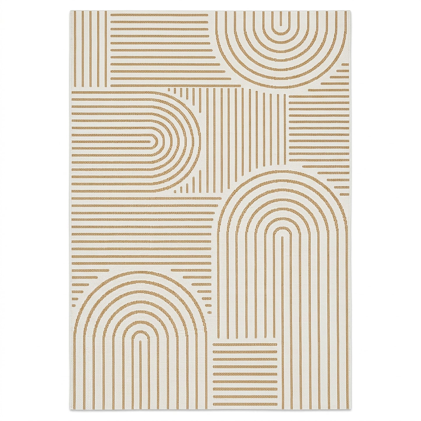 Abstract Modern Weiss and Jute Outdoor Rug