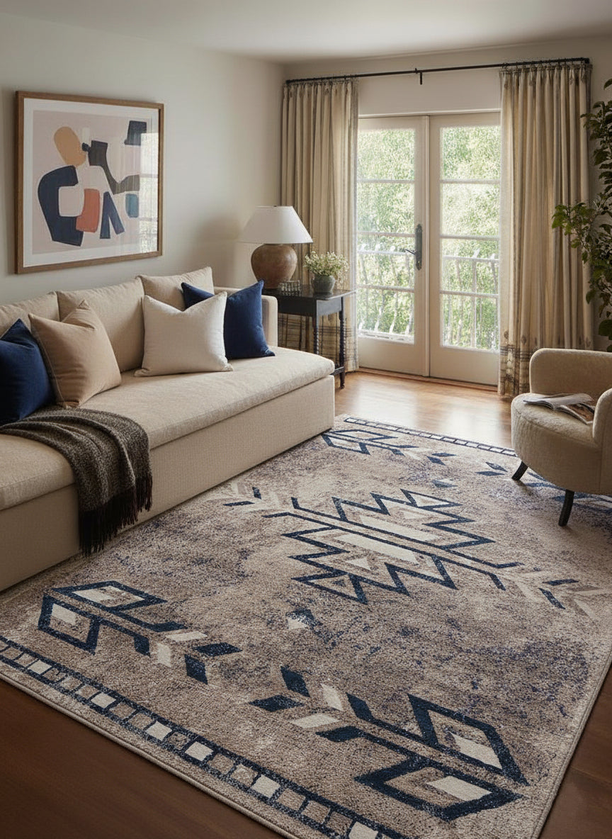 Tapis Bleu Sud-Ouest Havana Boho