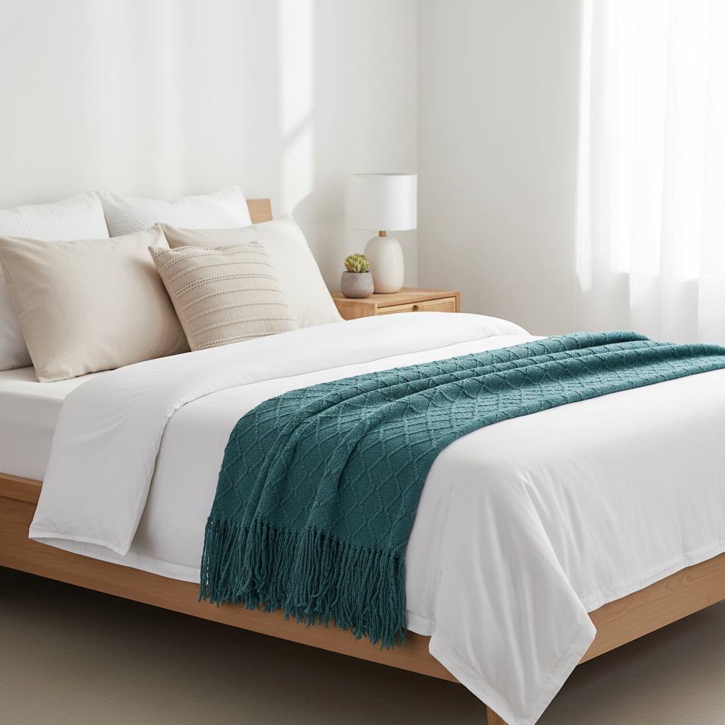 100% Acrylic Decorative Throw Teal