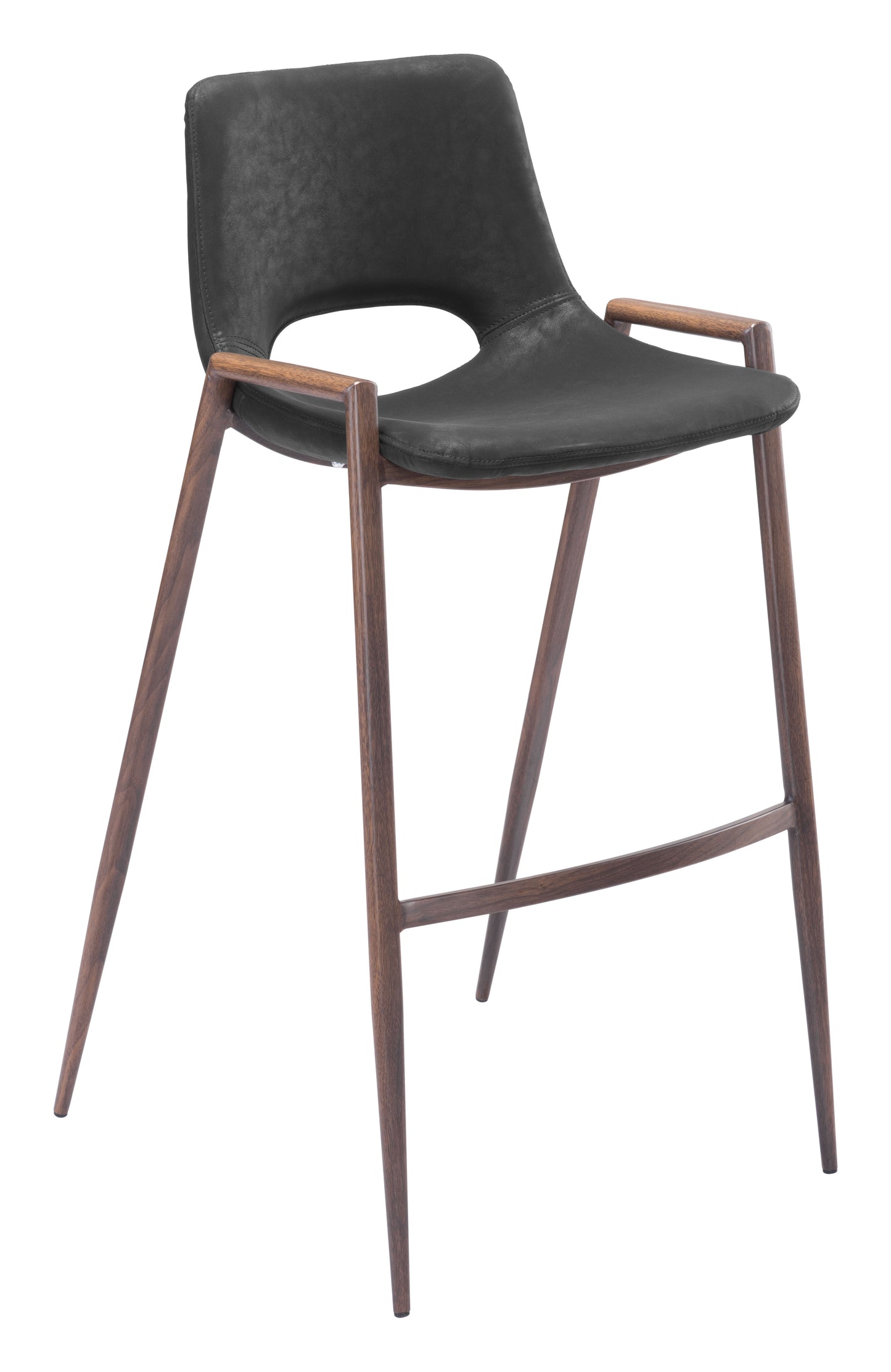 Tabouret de bar Desi (lot de 2) noir et noyer