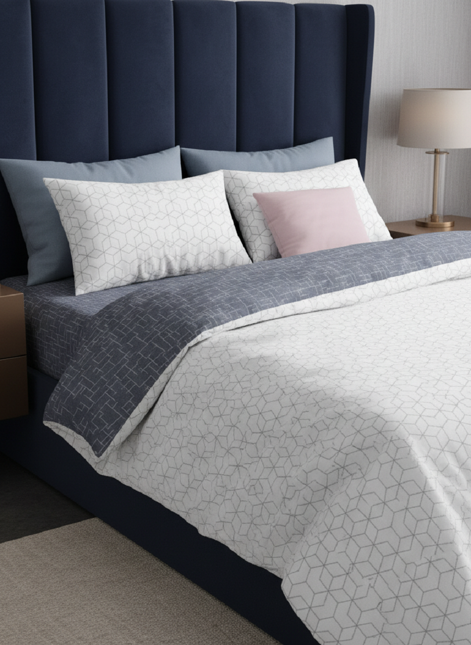 100% Jacquard Microfiber White Duvet Cover Set