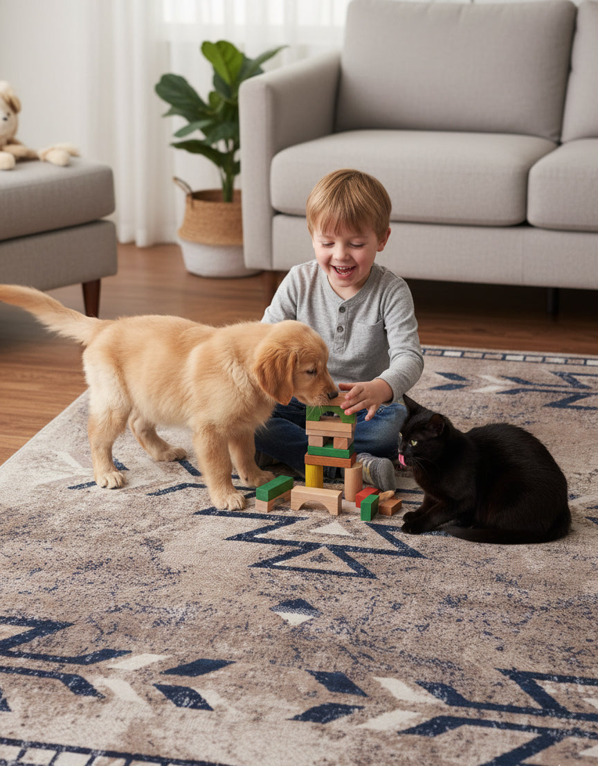 Tapis Bleu Sud-Ouest Havana Boho