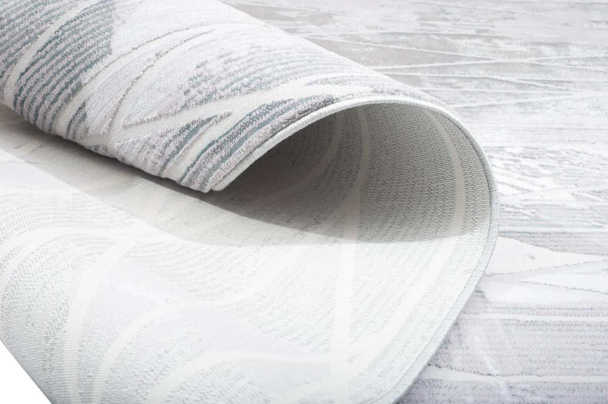 Novus Abstract Contemporary Grey and Blue Indoor Rug