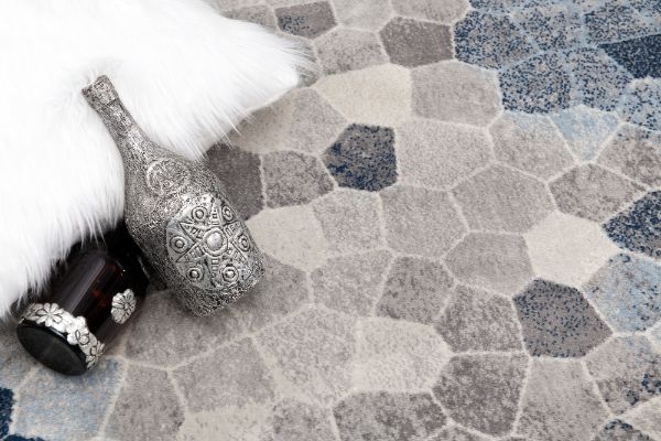 Havana Geometric Contemporary Blue Rug
